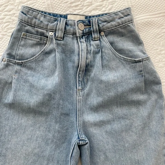 ABRAND Miami Taper Brandy High Waist Straight Leg Tapered Pleats Denim Jeans 24 - Picture 5 of 16